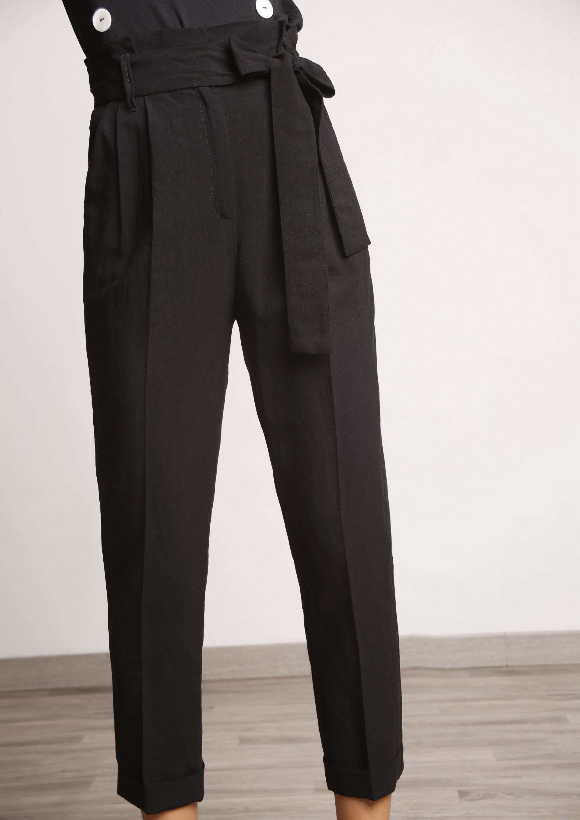 Black ankle length trousers