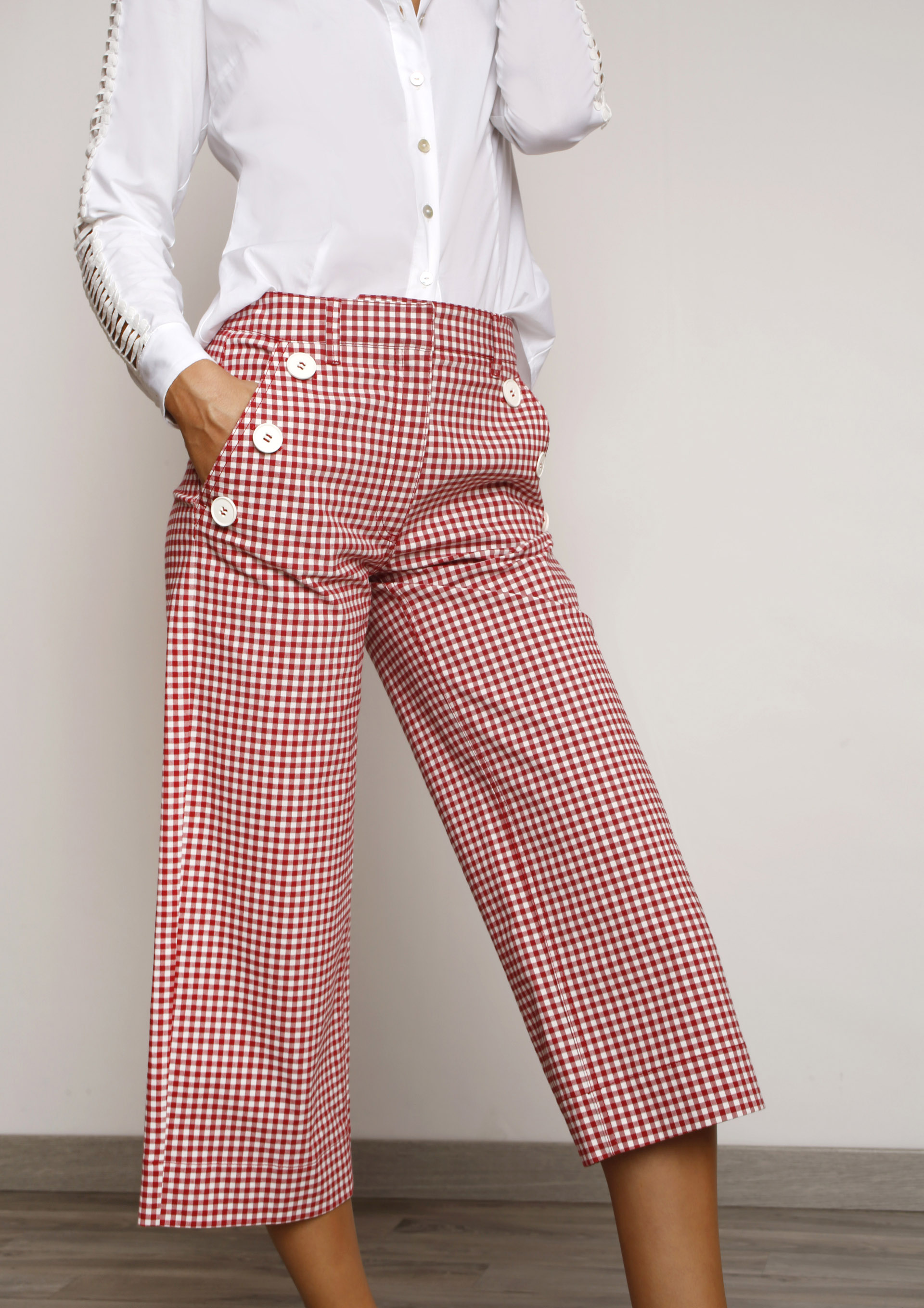 Red gingham trousers