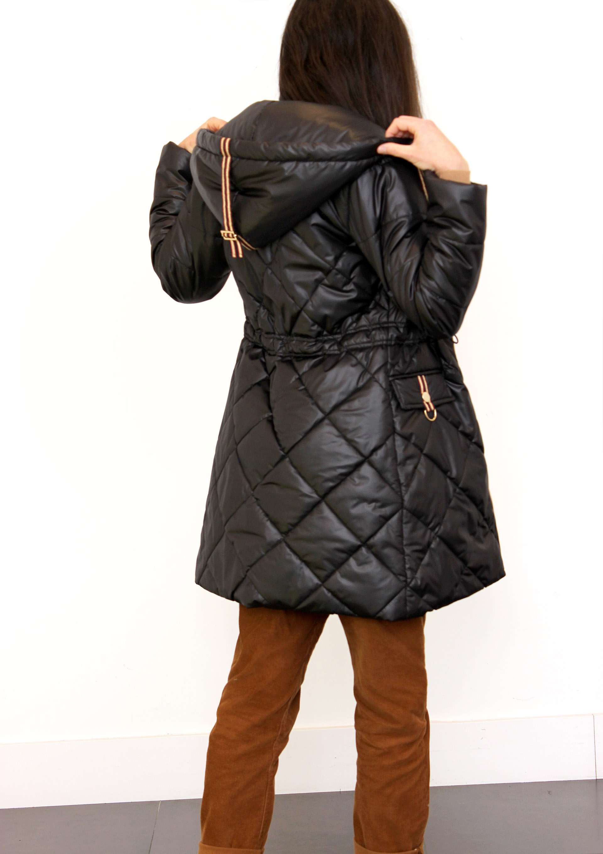 Quilted parka in black