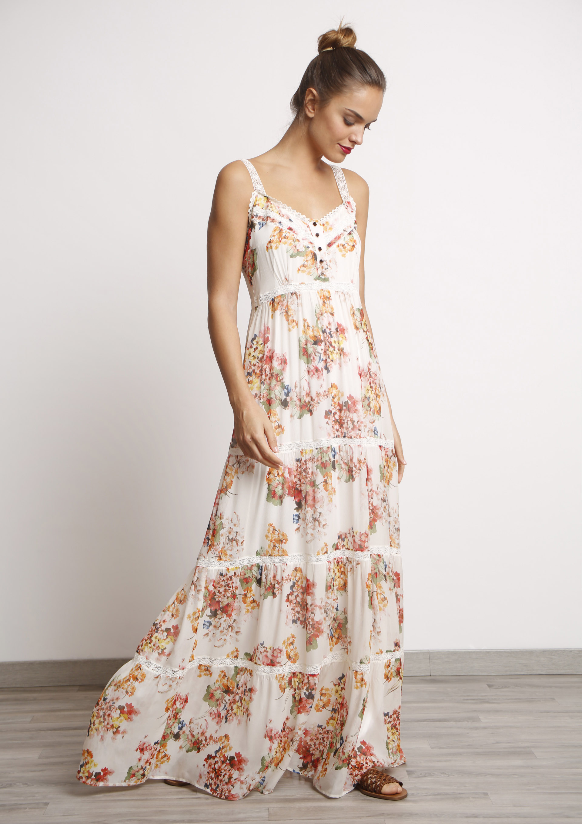 Long floral print dress