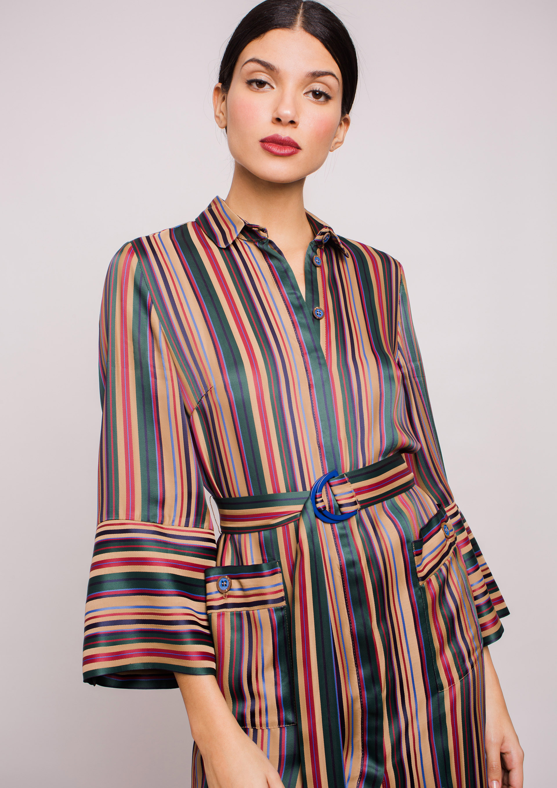 Striped shirt dress.