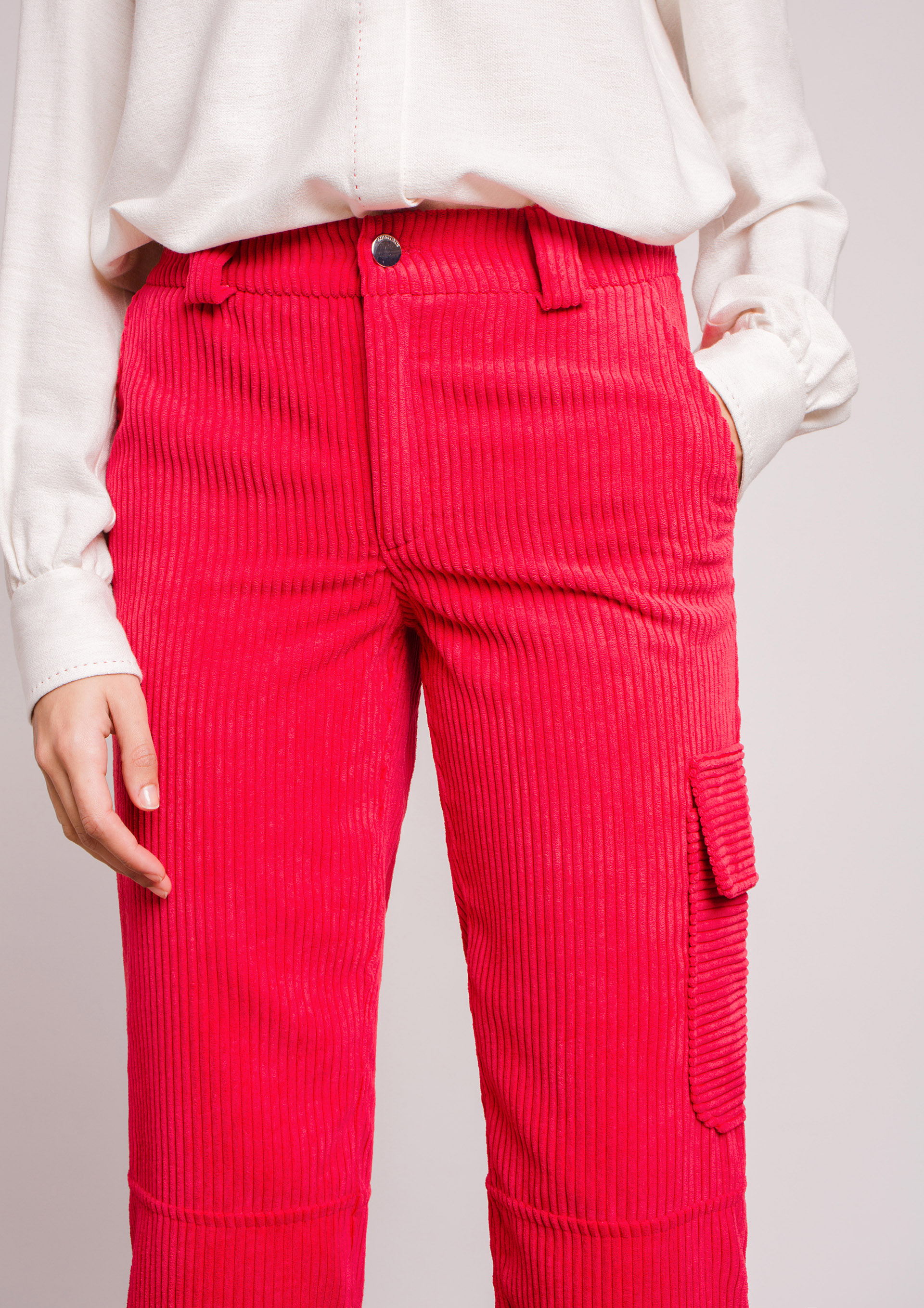 Red corduroy trousers