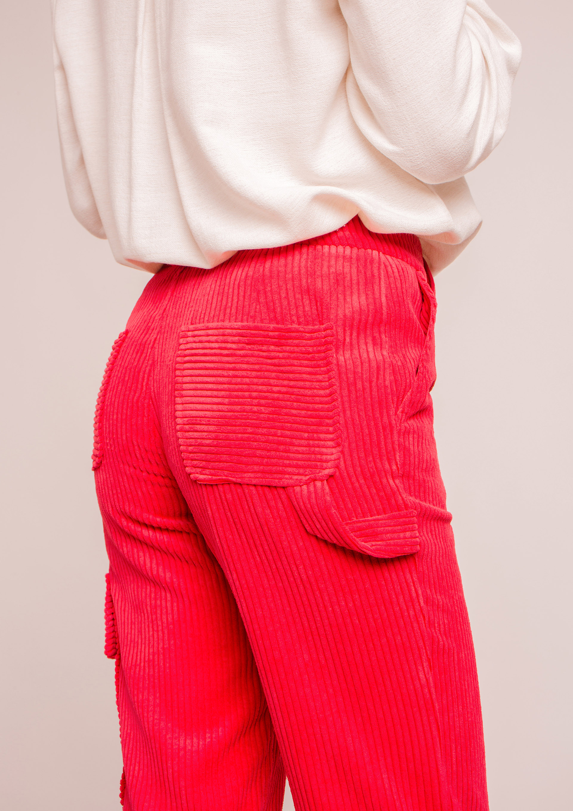 Red corduroy trousers