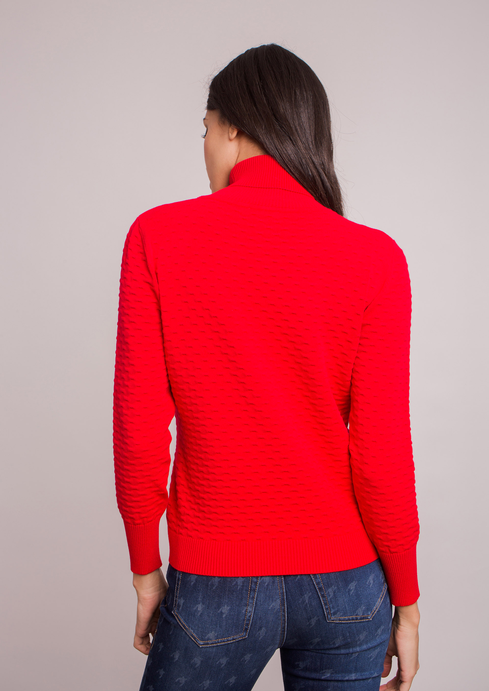 Red knit sweater.