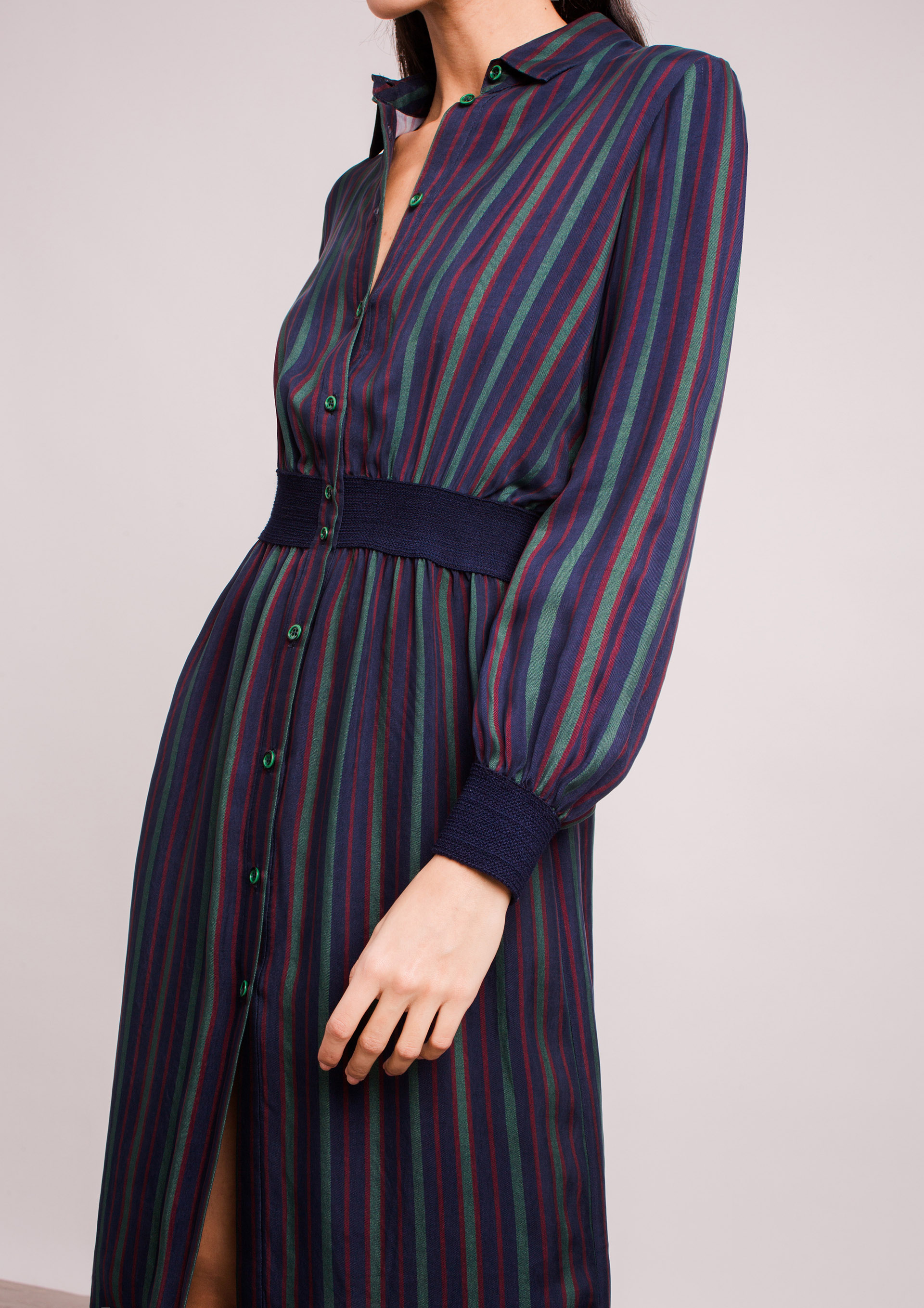 Striped shirt dress.