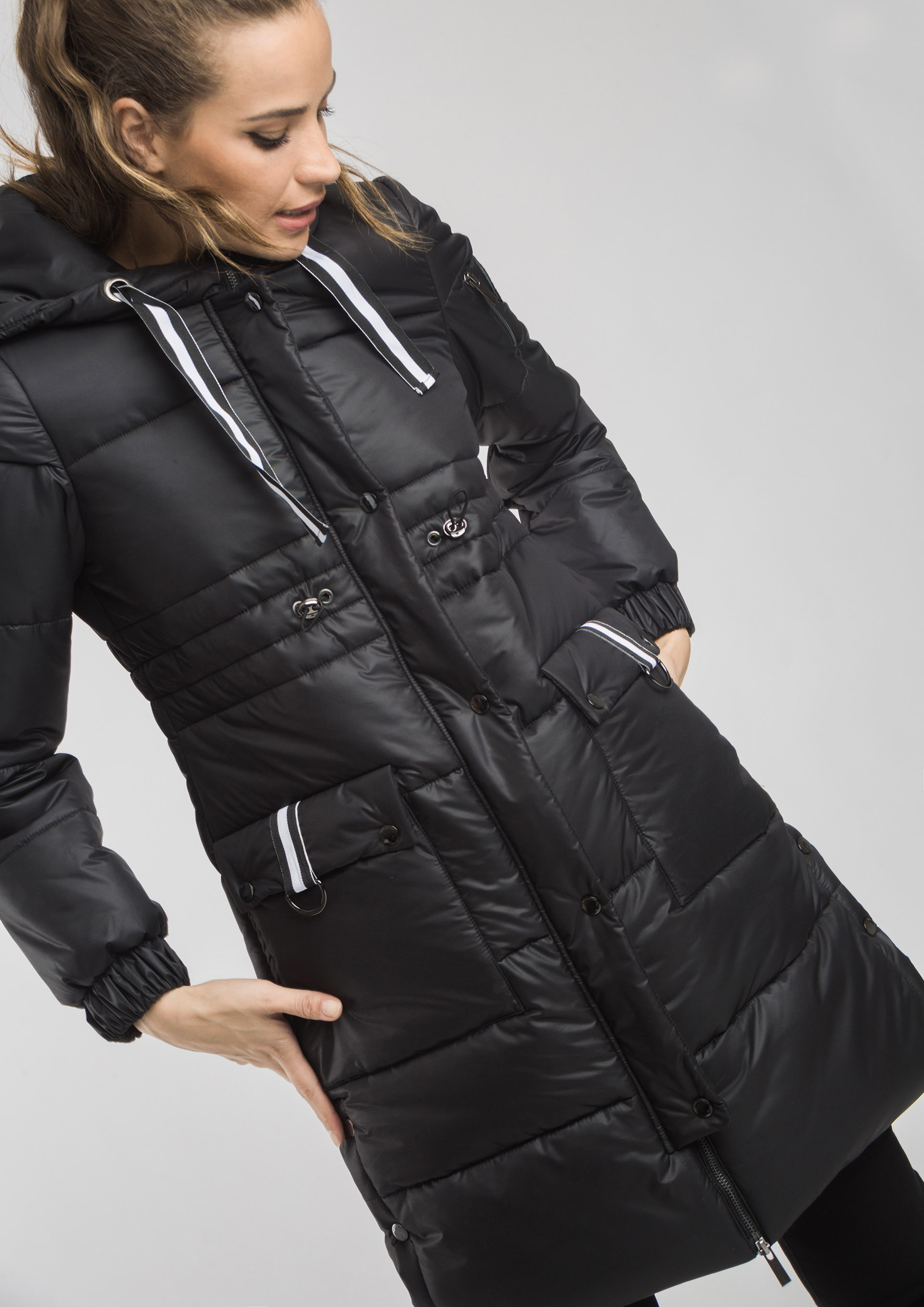 Black quilted parka