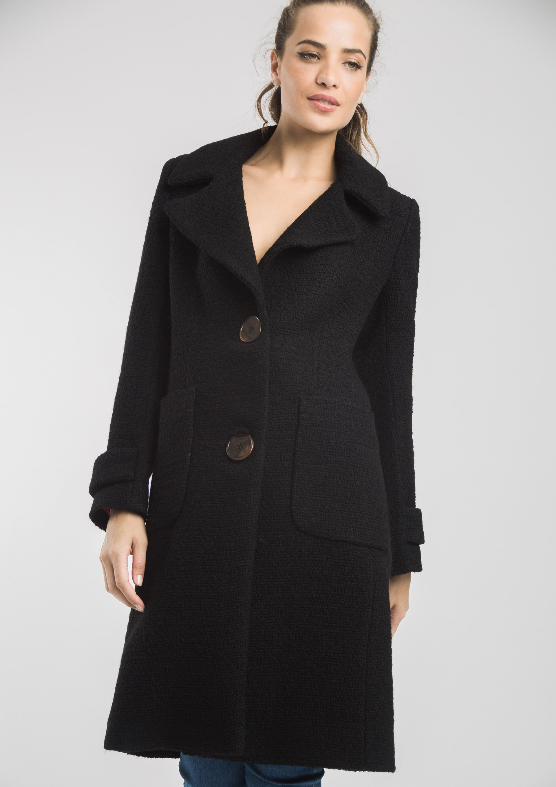 Black coat with buttons