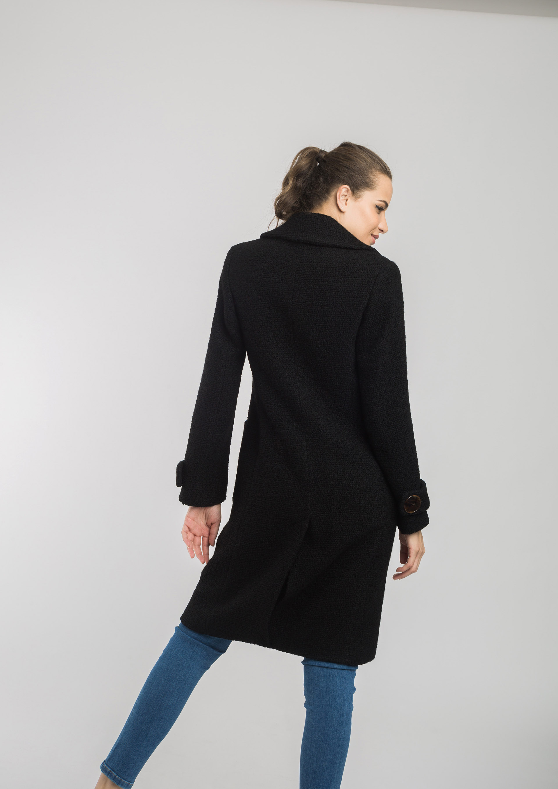 Black coat with buttons