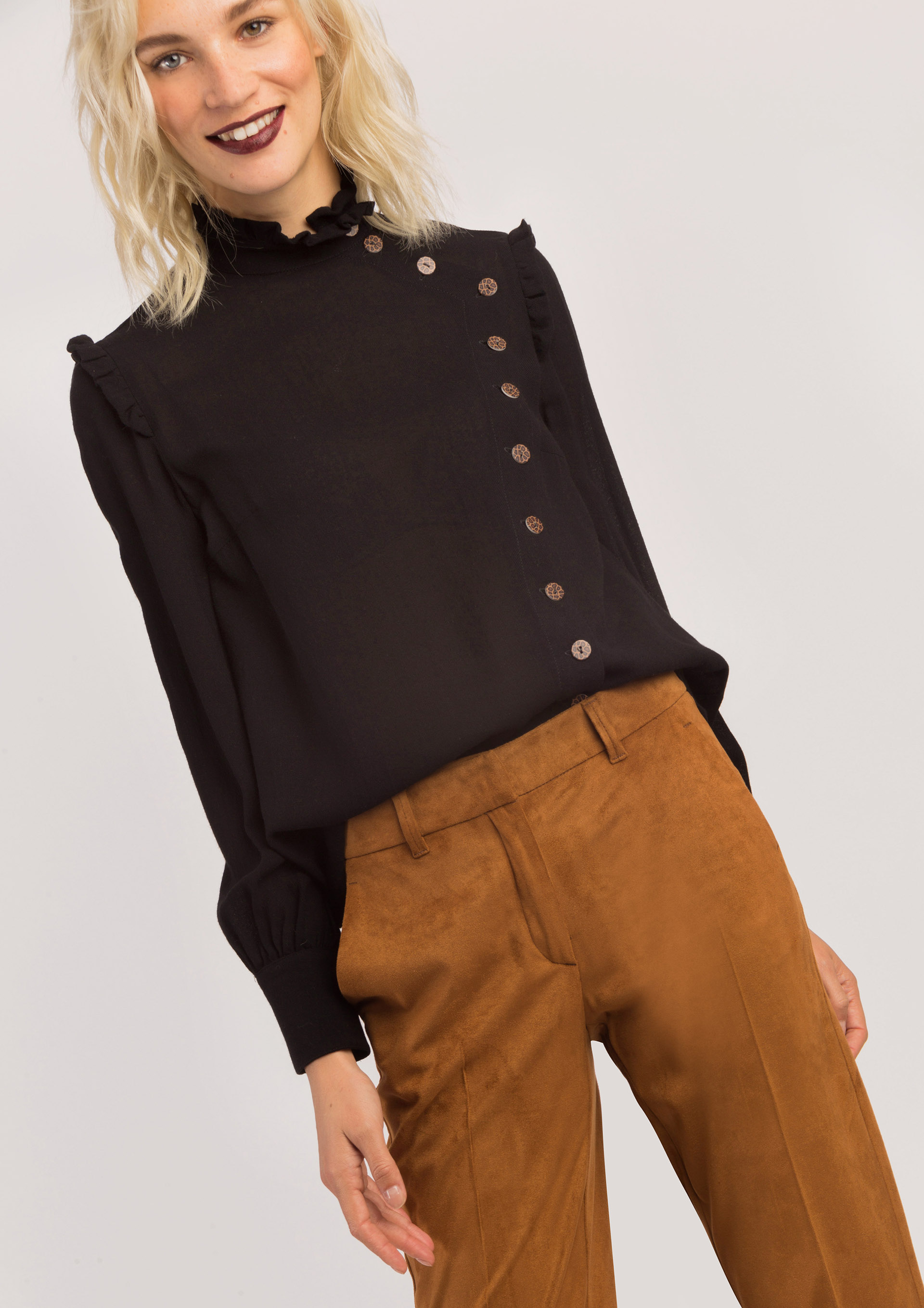 Black blouse with side buttons