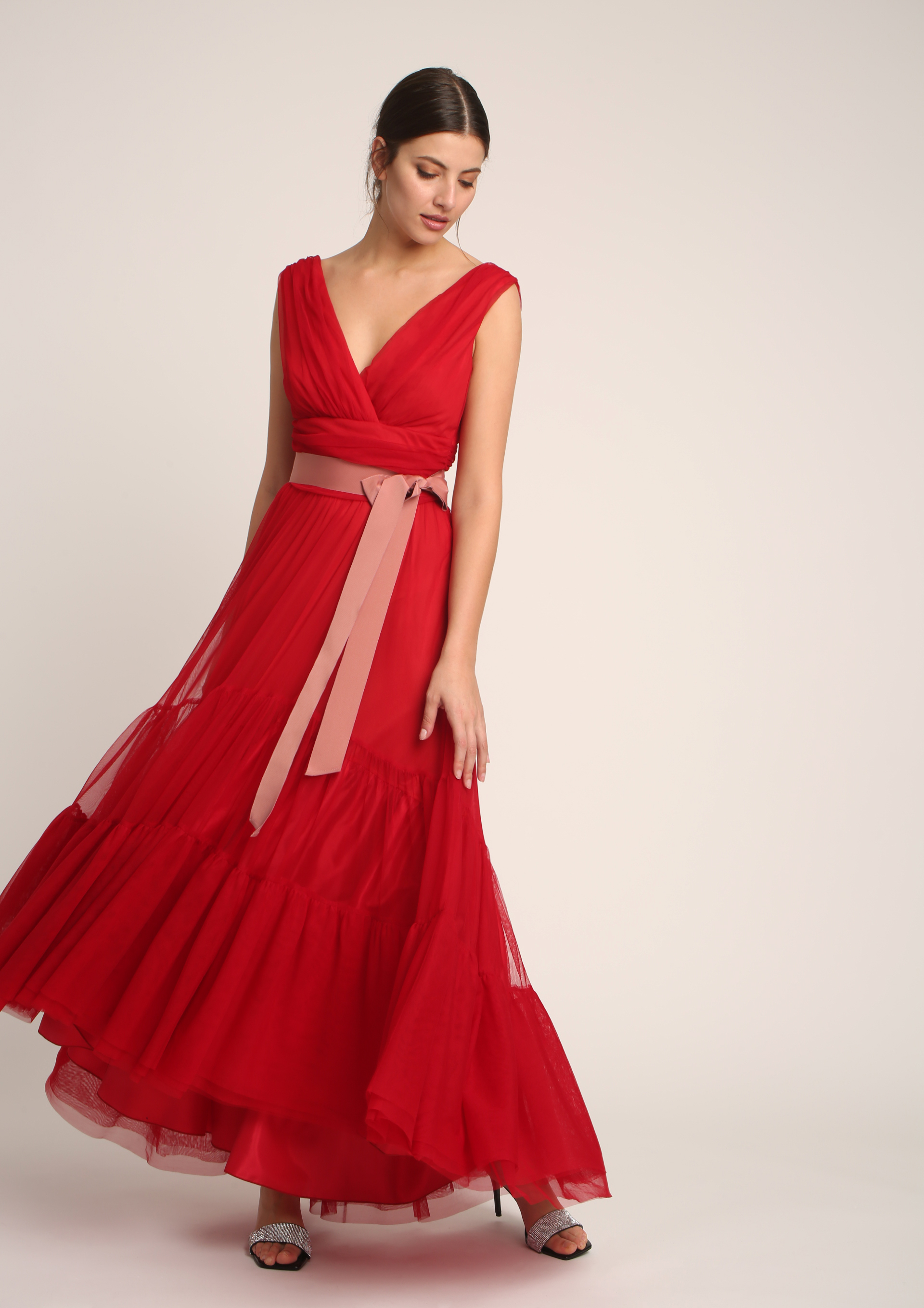 red tulle robe