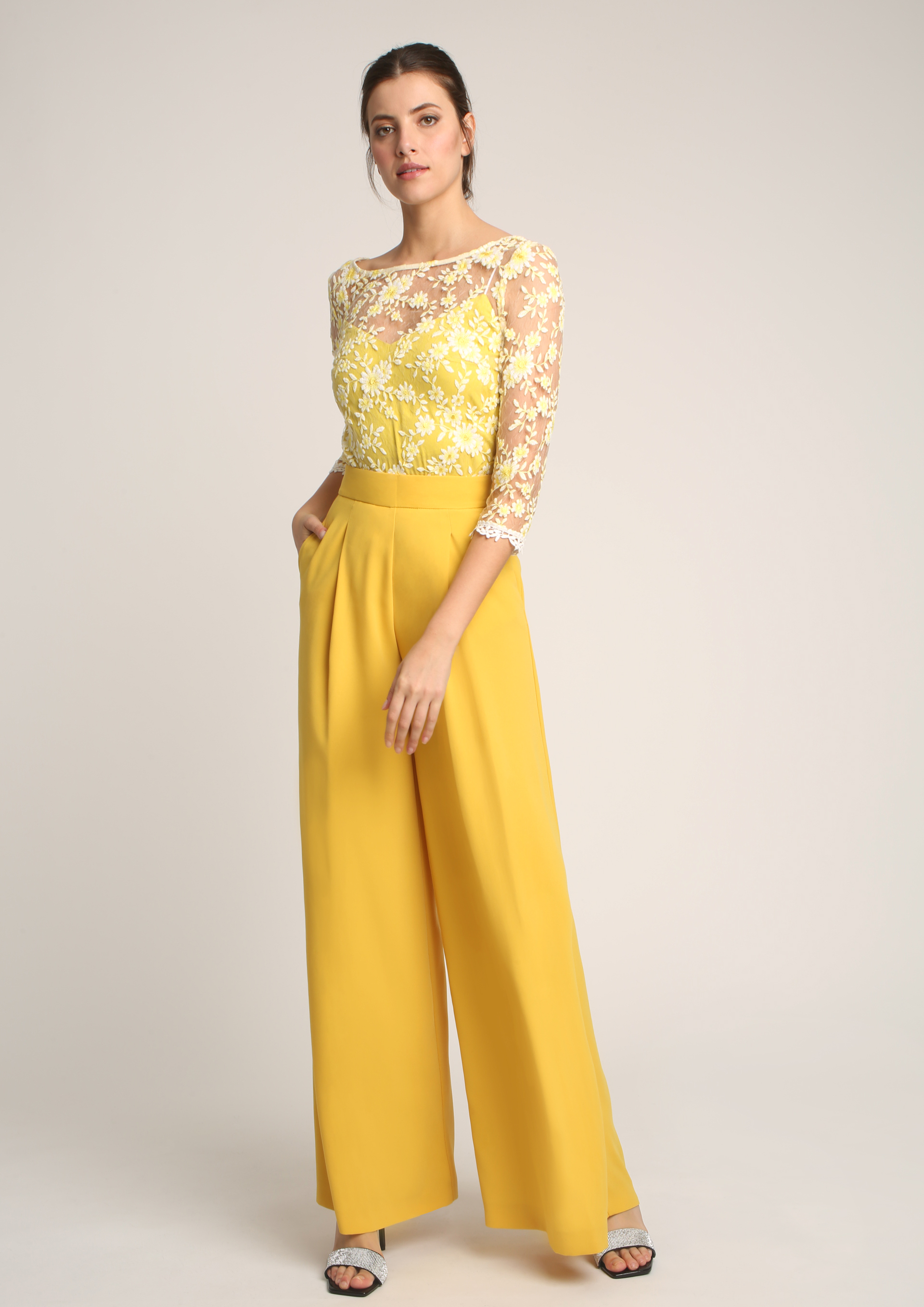 Yellow palazzo trousers