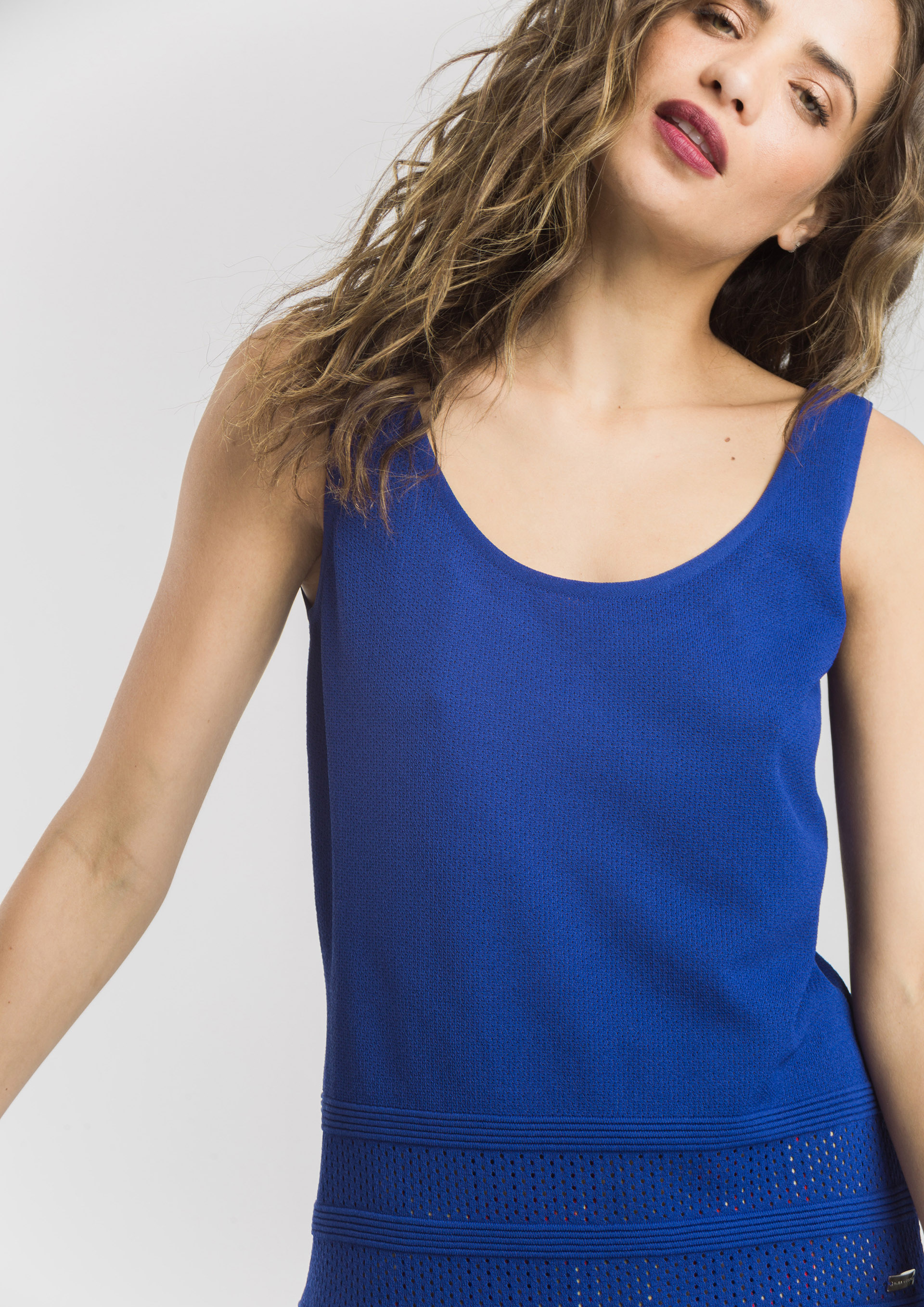 Blue knit top