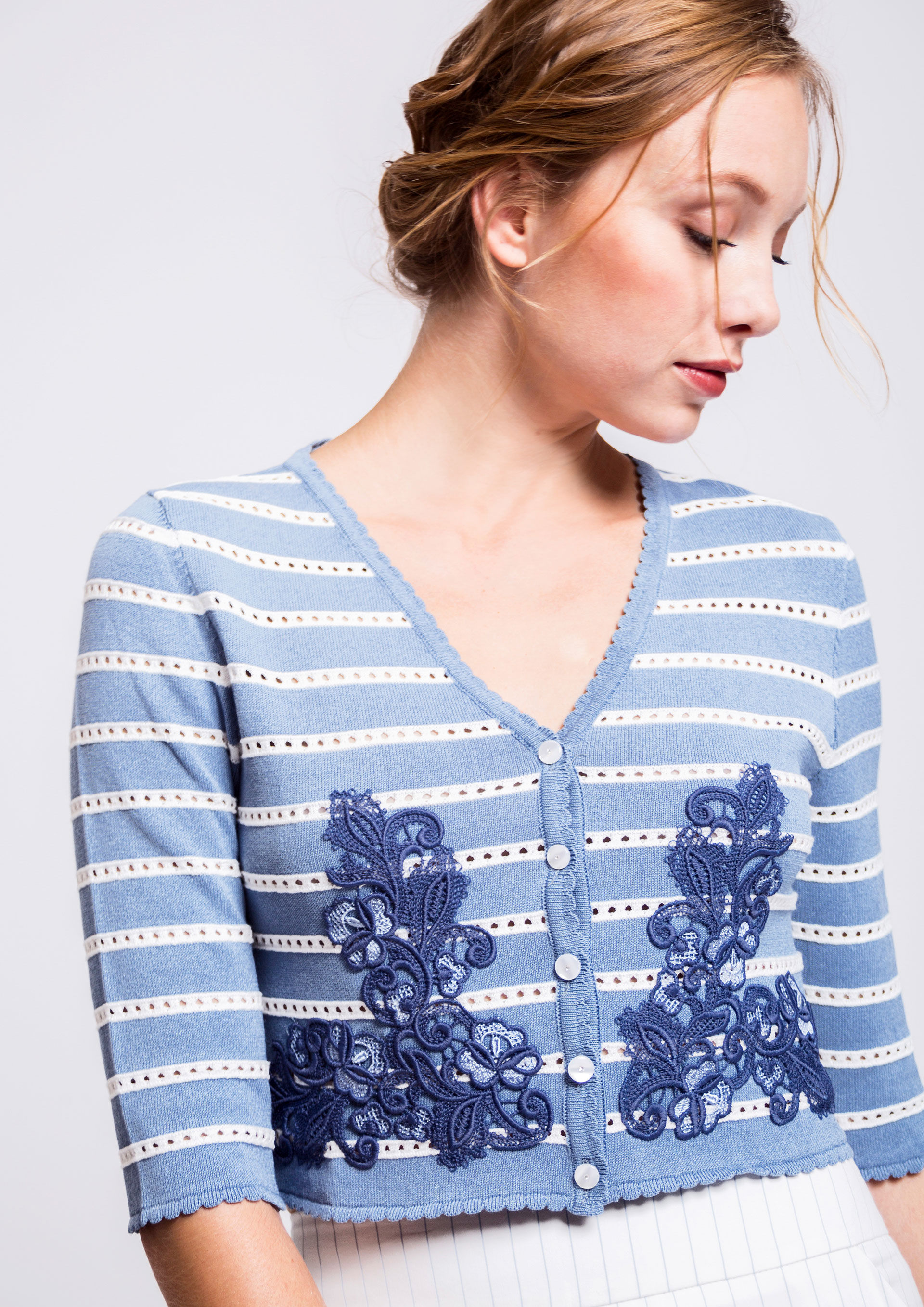 Blue striped cardigan