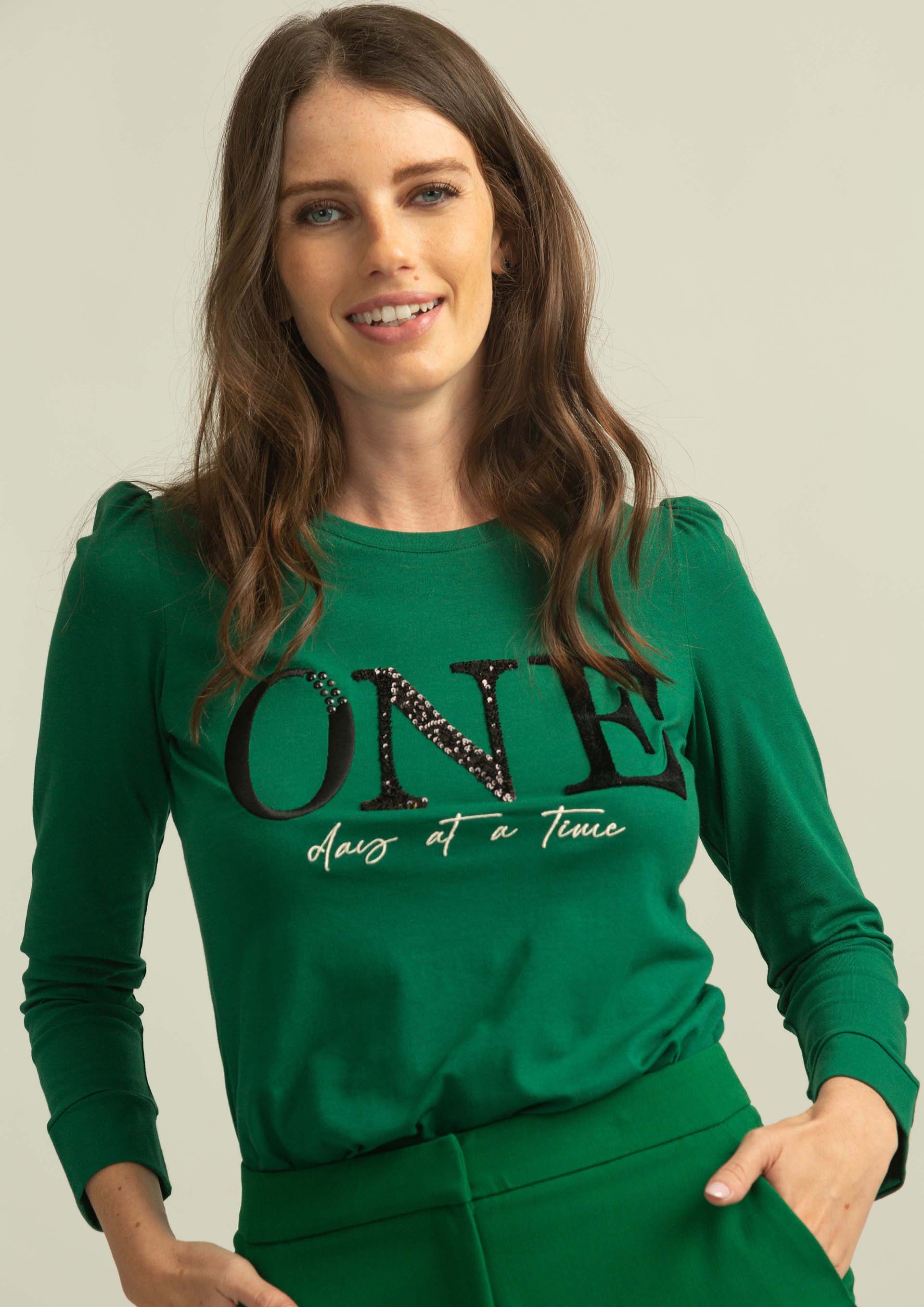 WE Fashion GEMÊLEERDE - Camiseta de manga larga - green/verde oliva  jaspeado 