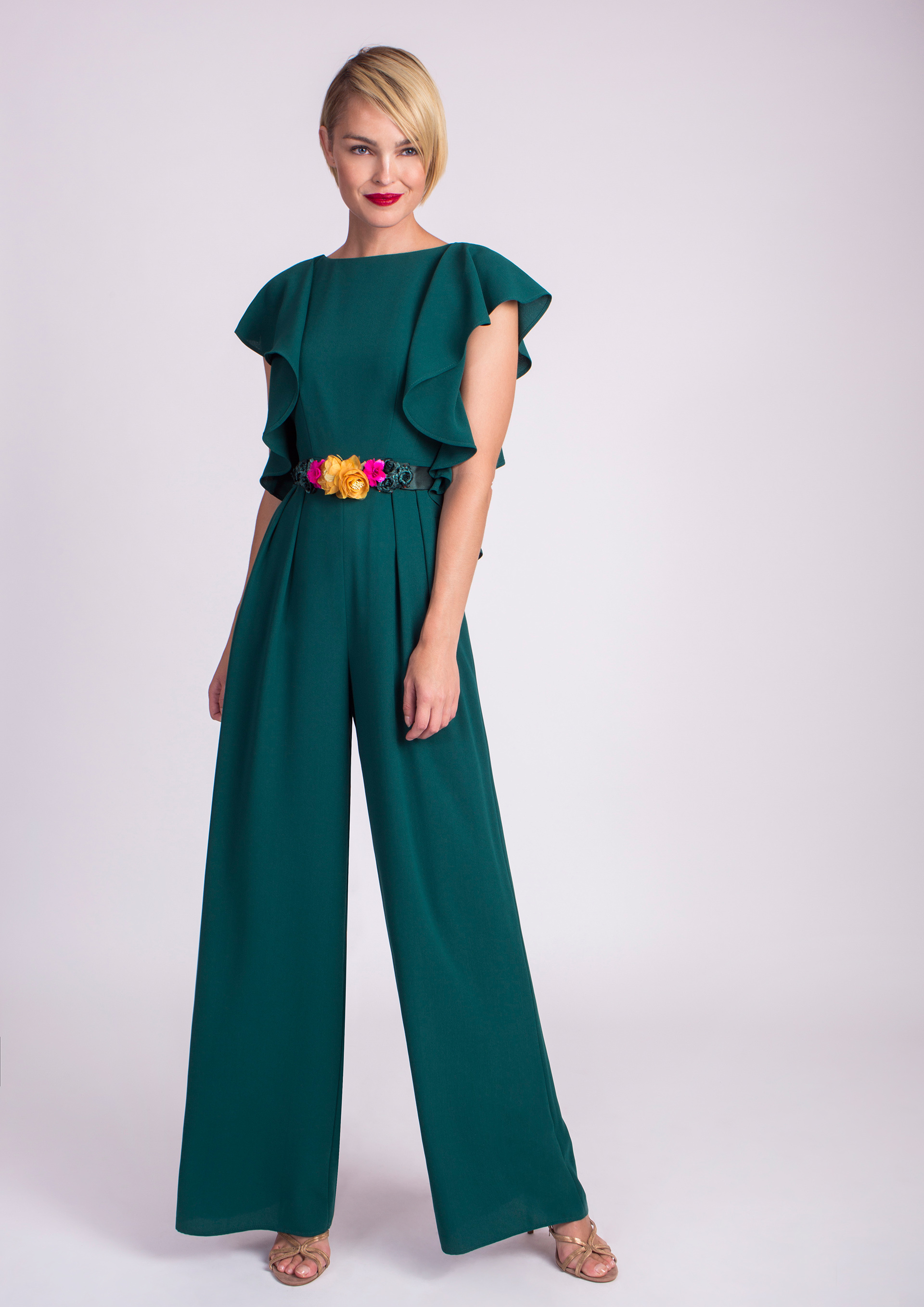 Green jumpsuit with flounces