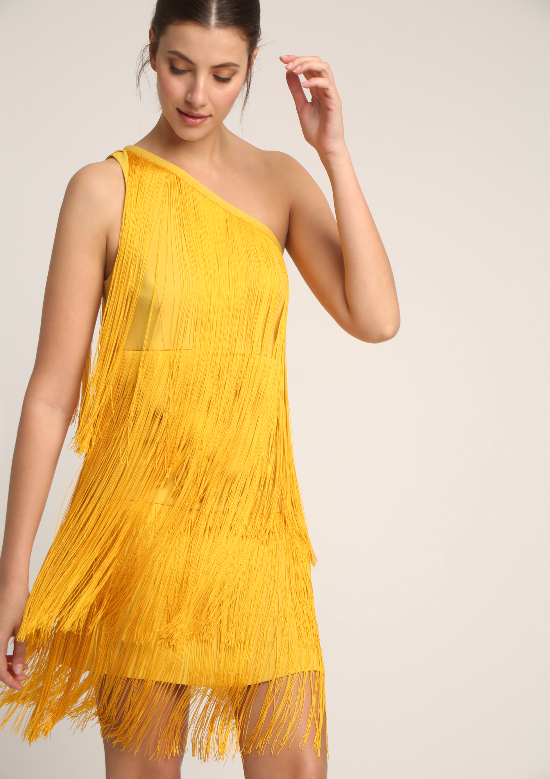 Vestido flecos amarillo cheap
