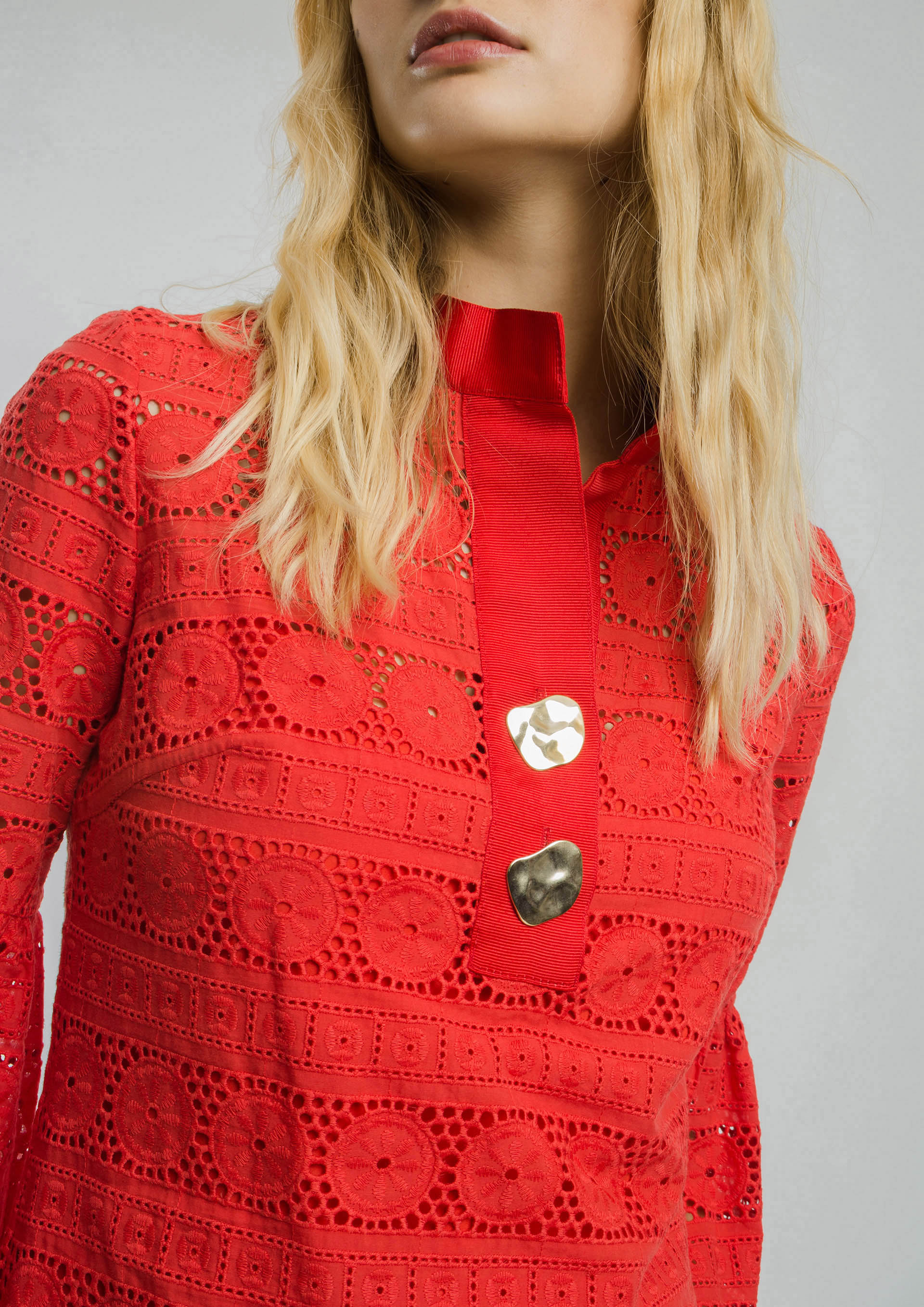 Clancy personal tolerancia Vestido rojo guipur