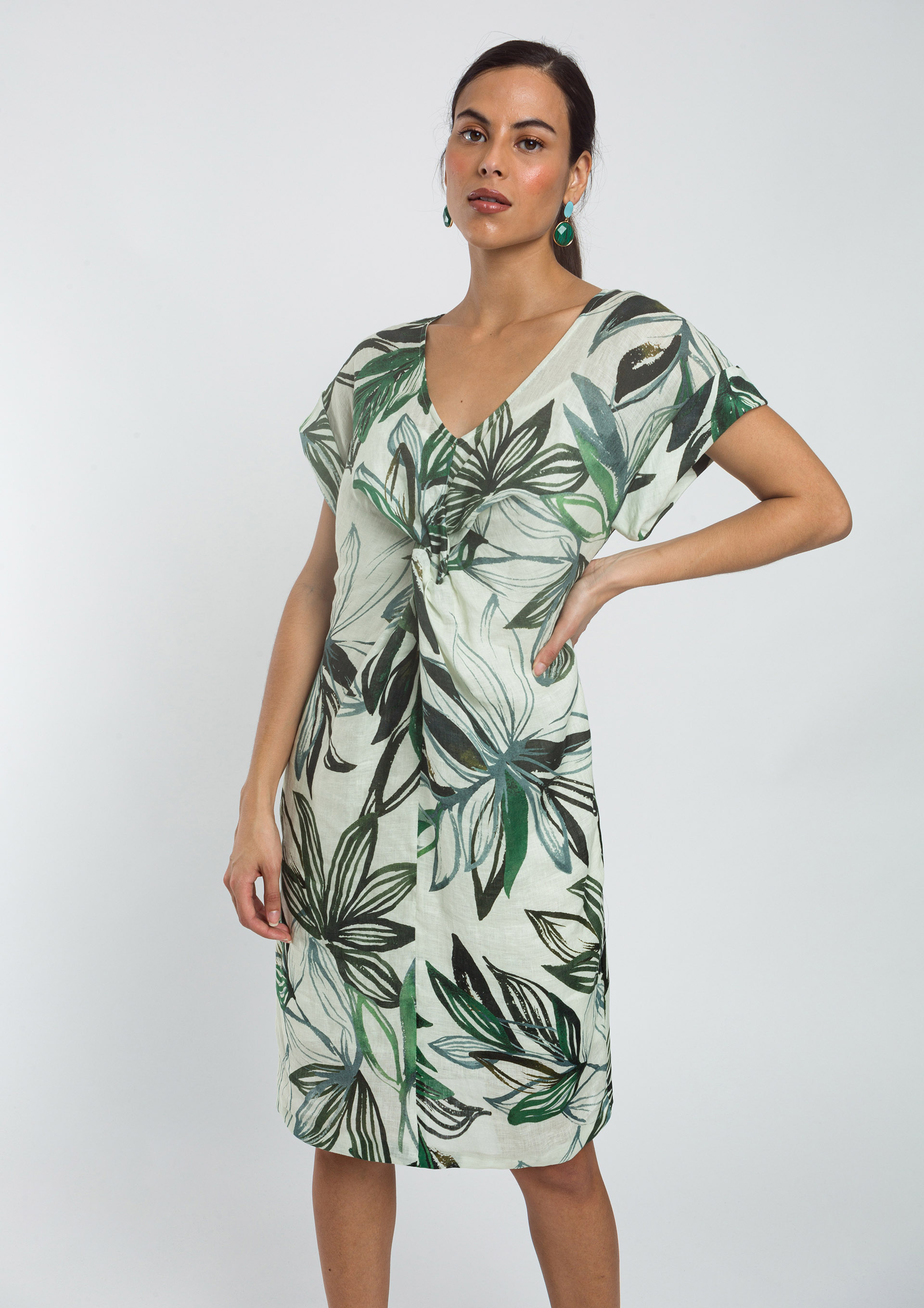 Vestidos en lino estampado new arrivals