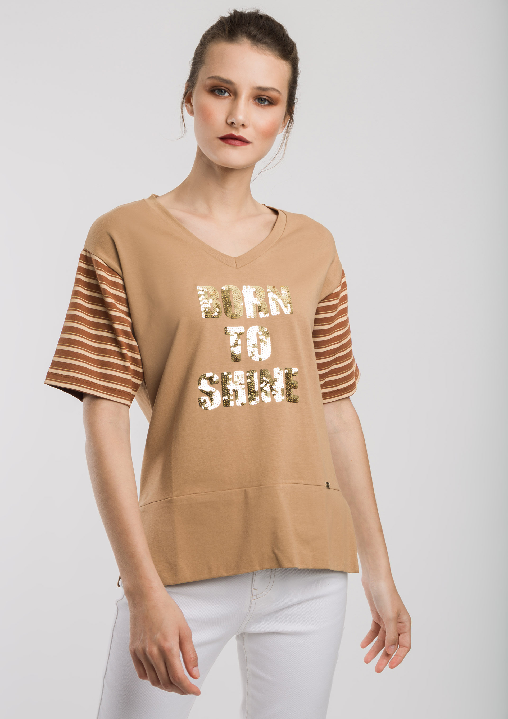 Camiseta de lentejuelas doradas