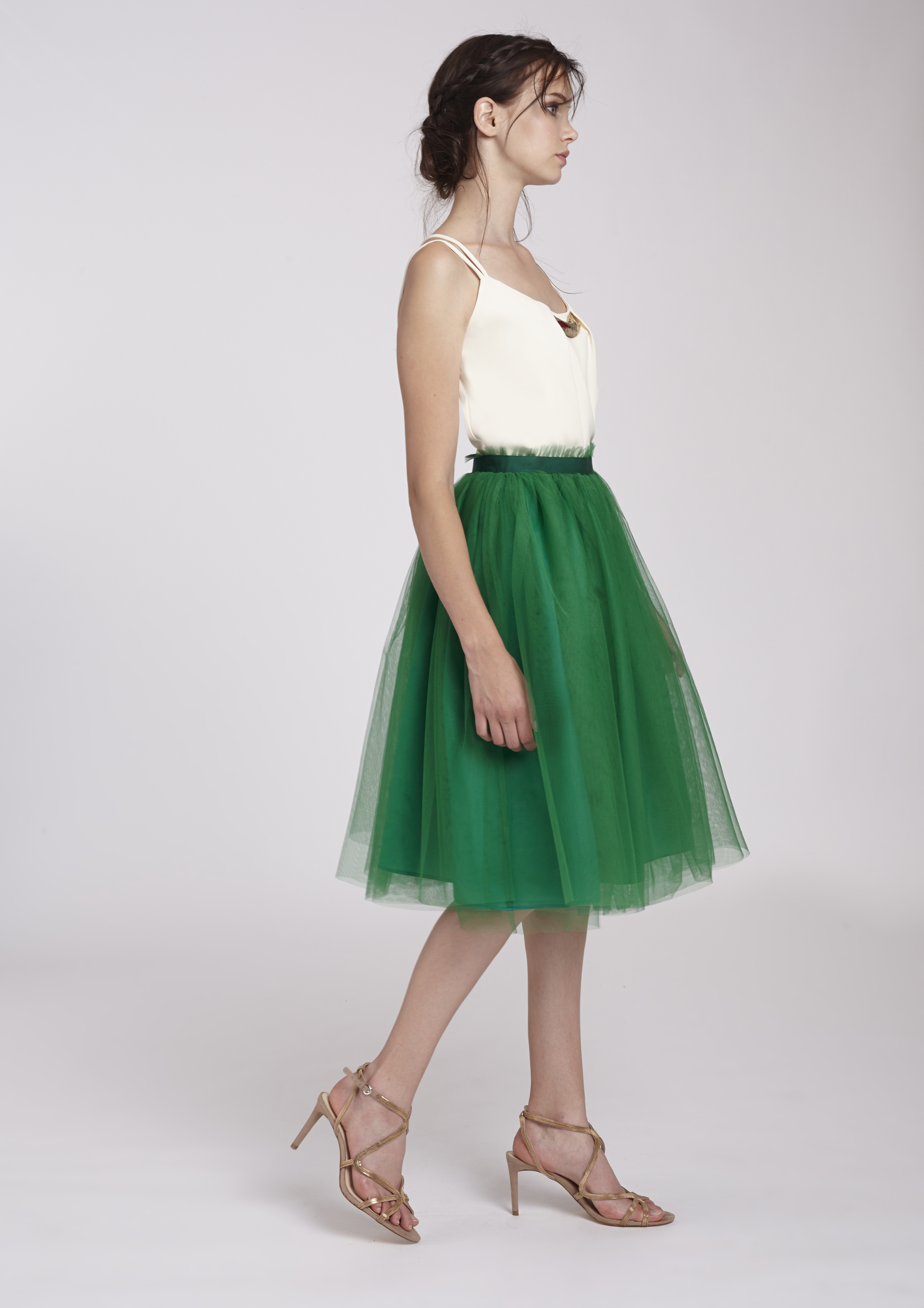 Falda tul verde 2025 mujer