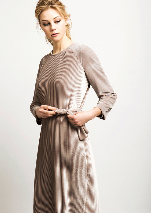 taupe velvet dress