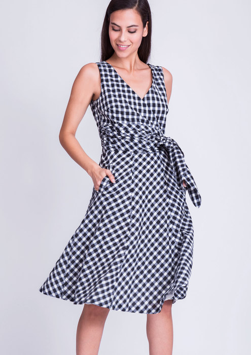 sequin gingham ankle gown
