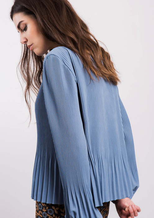 Blue pleated blouse