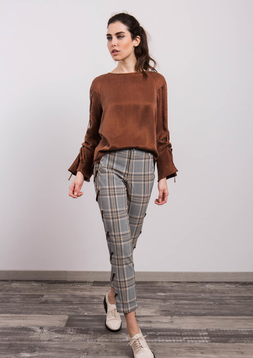 Checked Trousers With Eyelet Details