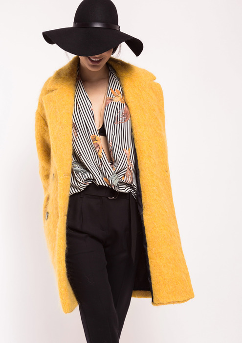 yellow boucle coat