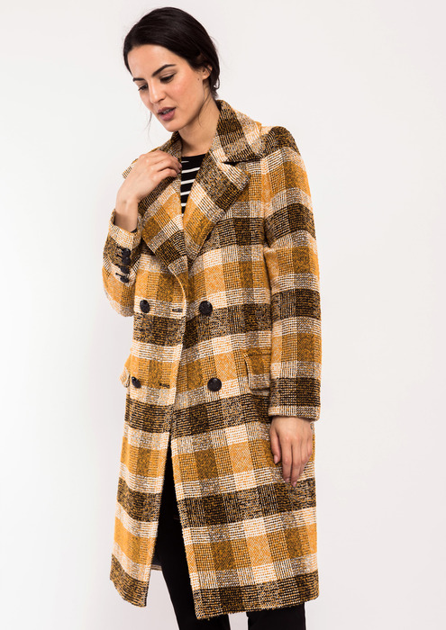 Prince of Wales check coat in ochre