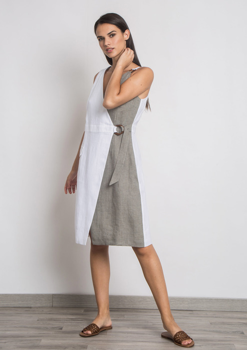 two tone wrap dress