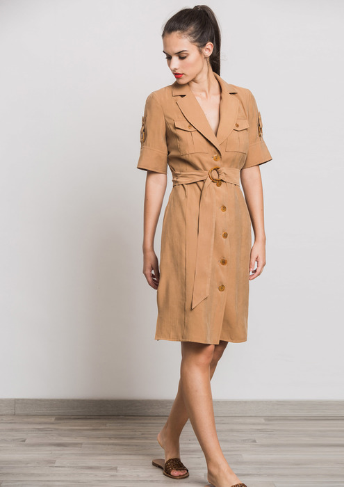 camel shirt dress