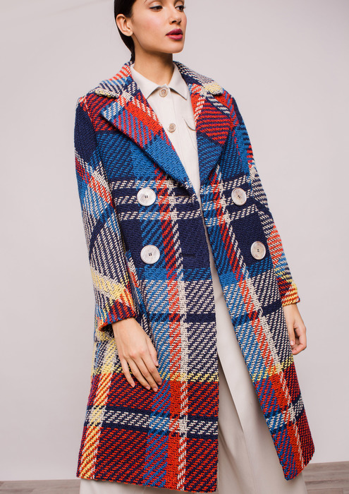 Multicoloured check coat.