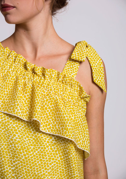 Asymmetric yellow dress