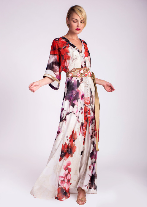 Long printed special occasion dress