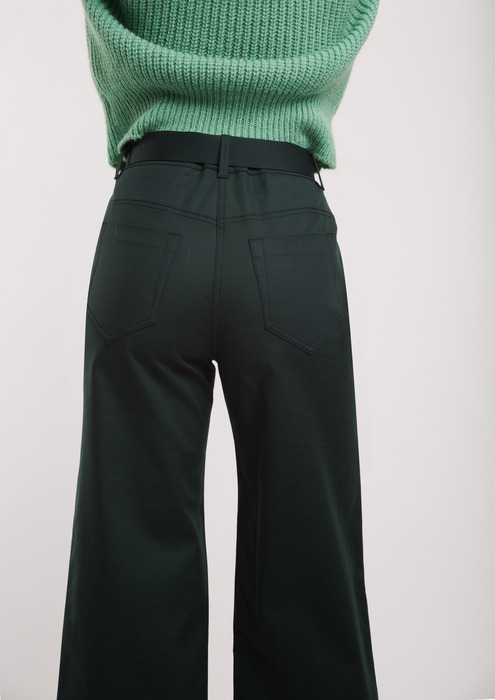 Bottle green culottes.