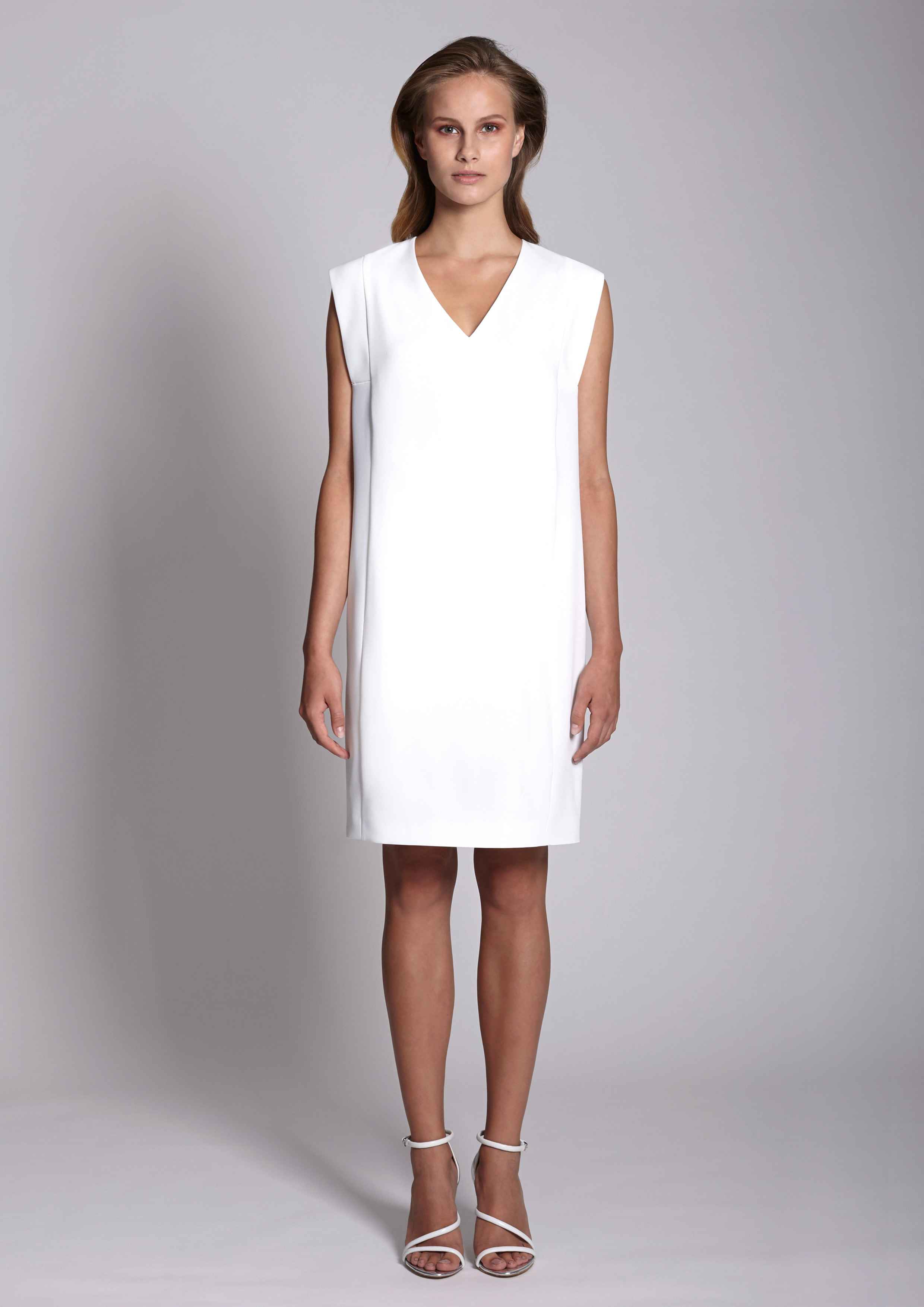 White shift dress