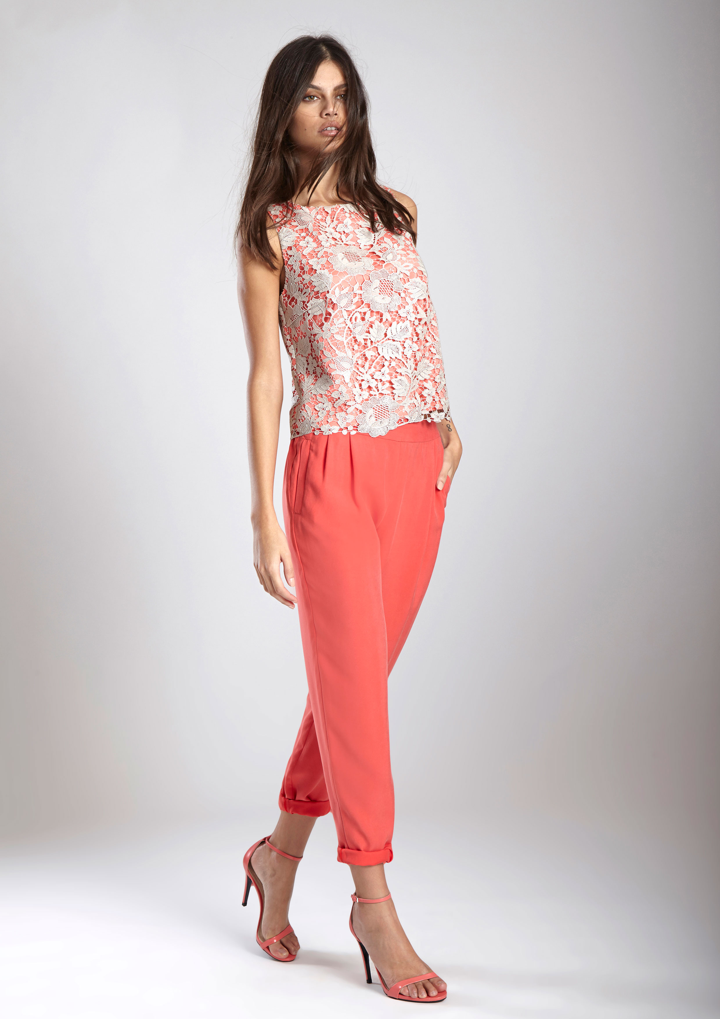 Coral fluid trousers